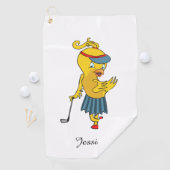 Cute Birdie Monogram White Golfhanddoek (Insitu)