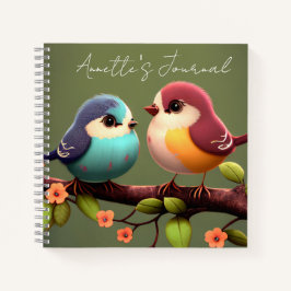 Cute Birds and Apple Blossom Notitieboek