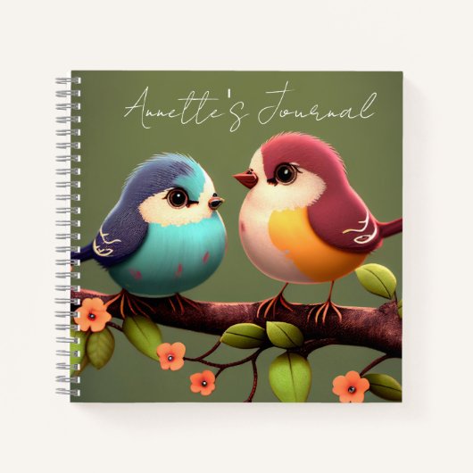 Cute Birds and Apple Blossom Notitieboek (Voorkant)