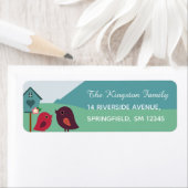 Cute Birds and Bird House We hebben ons verplaatst Etiket (Insitu)