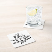 Cute Birds Black White Lovebird Wedding Kartonnen Onderzetters (Insitu)