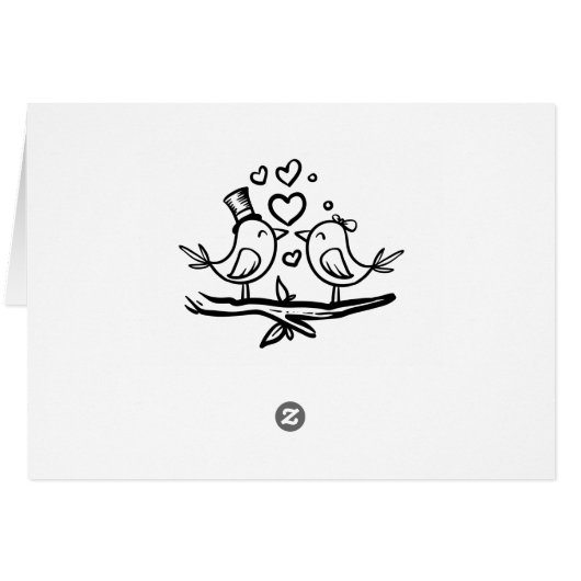 Cute Birds Black White Lovevogels Weddenschap Beda (Achterkant Horizontaal)