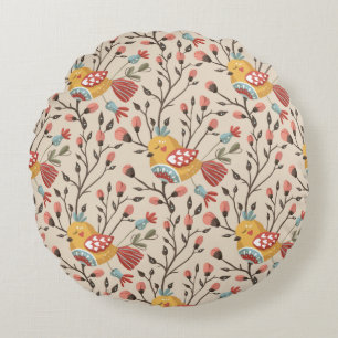 Cute Birds Boho Pattern Rond Kussen
