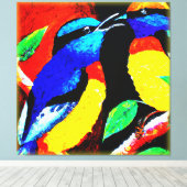 Cute Birds Couple. Bestel nu Canvas Afdruk (Insitu (Houten vloer))