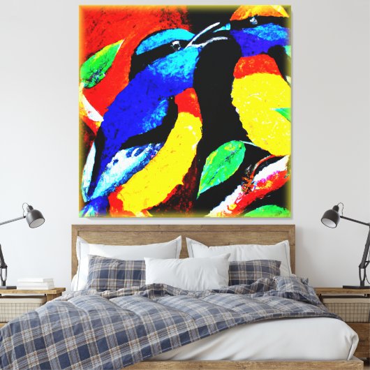 Cute Birds Couple. Bestel nu Canvas Afdruk (Insitu (Slaapkamer))