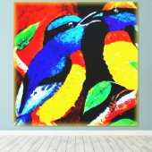 Cute Birds Couple. Bestel nu Canvas Afdruk (Insitu (Houten vloer))