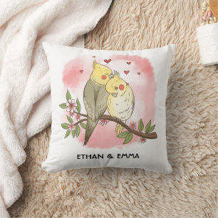 Cute Birds Couple Personalized Valentijnsdag Kussen