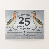 Cute Birds Custom Silver 25th Wedding Jubileum Legpuzzel (Horizontaal)