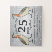 Cute Birds Custom Silver 25th Wedding Jubileum Legpuzzel (Verticaal)