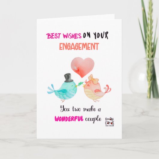Cute Birds Engagement Card Kaart (Voorkant)