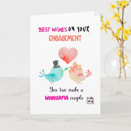 Cute Birds Engagement Card Kaart (Gele Bloem)