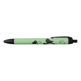Cute Birds (groene achtergrond) Zwarte Inkt Pen