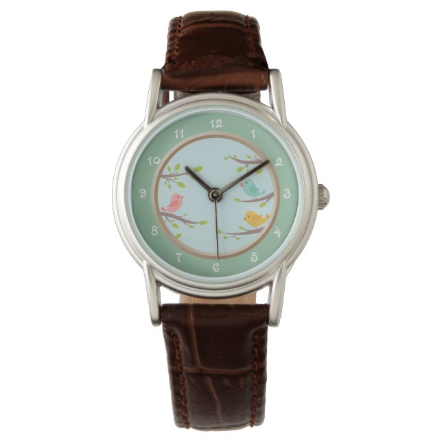 Cute Birds Horloge (Voorkant)