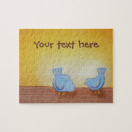 Cute Birds in Morning Sunlight met je eigen tekst Legpuzzel