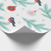 Cute Birds kerstbal & Branches Pattern Cadeaupapier (Hoek)