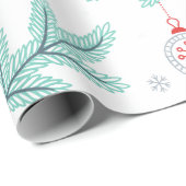 Cute Birds kerstbal & Branches Pattern Cadeaupapier (Rol Hoek)