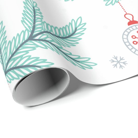 Cute Birds kerstbal & Branches Pattern Cadeaupapier (Rol Hoek)