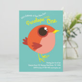 Cute Birds Kinder 1st Birthday Party Kaart (Staand voorkant)