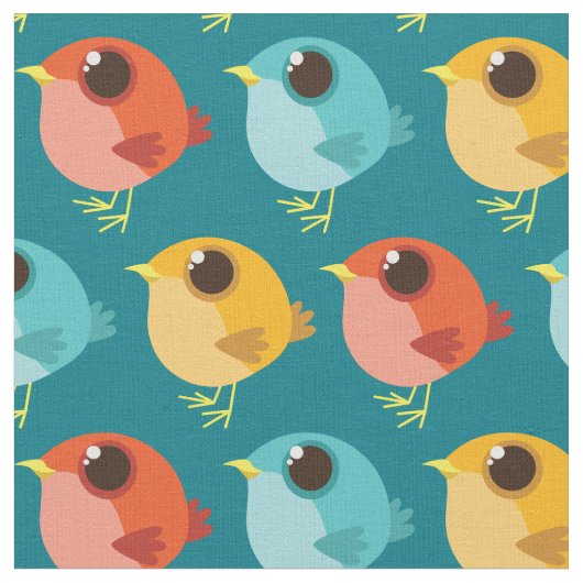 Cute Birds Kinder Cartoon Stof (Close Up)
