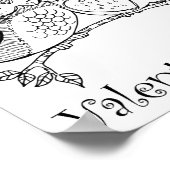 Cute Birds Love Couple Owl Romance Line Art nr. 1/ Poster (Hoek)