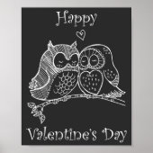 Cute Birds Love Couple Owl Romance Line Art nr. 2/ Poster (Voorkant)