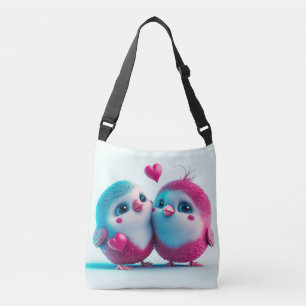 Cute Birds Love Hearts Valentijn Geïnspireerd kuns Crossbody Tas