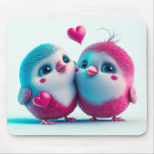 Cute Birds Love Hearts Valentijn Geïnspireerd kuns Muismat (Voorkant)