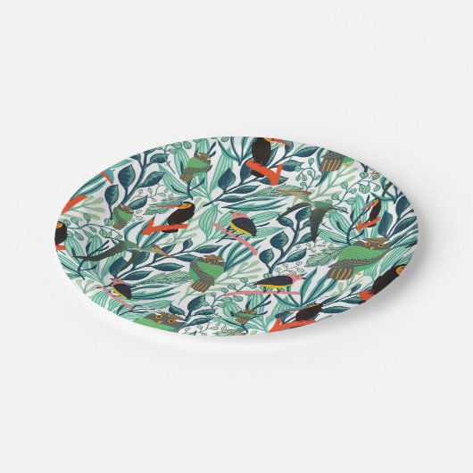 Cute Birds naadloos patroon Papieren Bordje (Gekanteld)