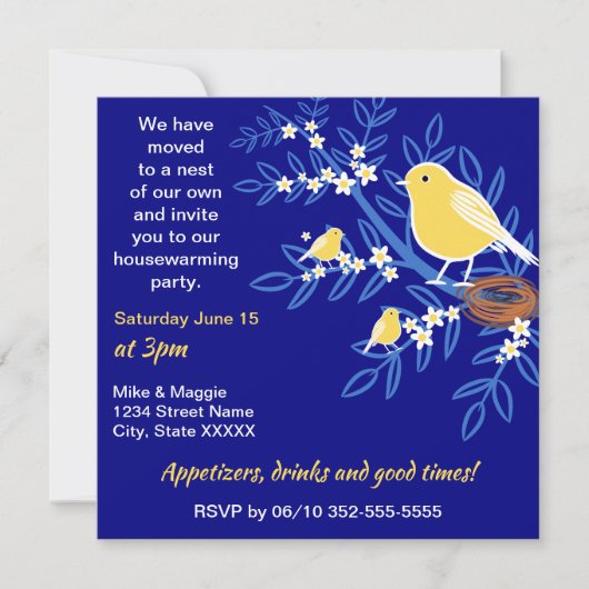 Cute Birds, Nest of Our Ewn Printable Housewarming Kaart (Voorkant)