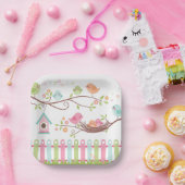 Cute Birds Nest White Papieren Bordje (Feest)