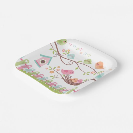 Cute Birds Nest White Papieren Bordje (Gebogen)