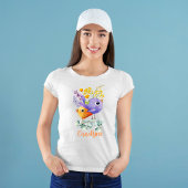 Cute Birds Paarse en Oranje Waterverf Flowers T-shirt