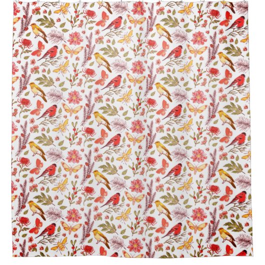 Cute Birds Pattern Douchegordijn (Voorkant)