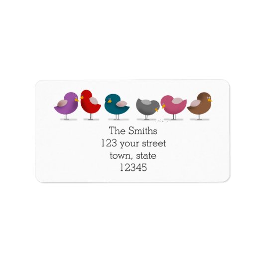 Cute Birds Return Address Etiket (Voorkant)