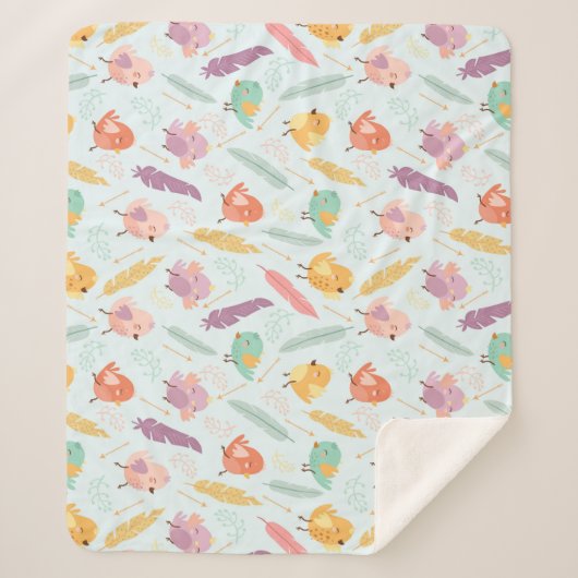 Cute Birds Sherpa Deken (Voorkant)