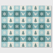 Cute Birds & Snowflakes Christmas Winter Pattern Cadeaupapier (Vlak)
