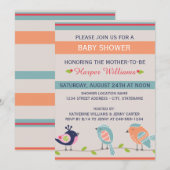 Cute Birds - Uitnodiging tot Baby shower (Voorkant / Achterkant)