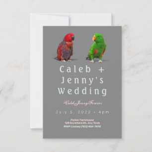 Cute Birds Wedding Invitation Kaart