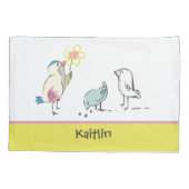 Cute Birds Whimsical Girls Personalized Kussensloo Kussensloop (Achterkant)