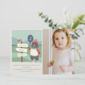 Cute Birdy Bear Mijlpaal Foto Verjaardag Elke Leef Bedankkaart (Staand voorkant)