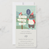 Cute Birdy Beer Mijlpaal Verjaardagsuitnodiging vo Bedankkaart (Voorkant)