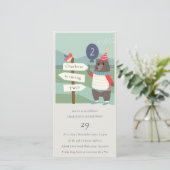 Cute Birdy Beer Mijlpaal Verjaardagsuitnodiging vo Bedankkaart (Staand voorkant)