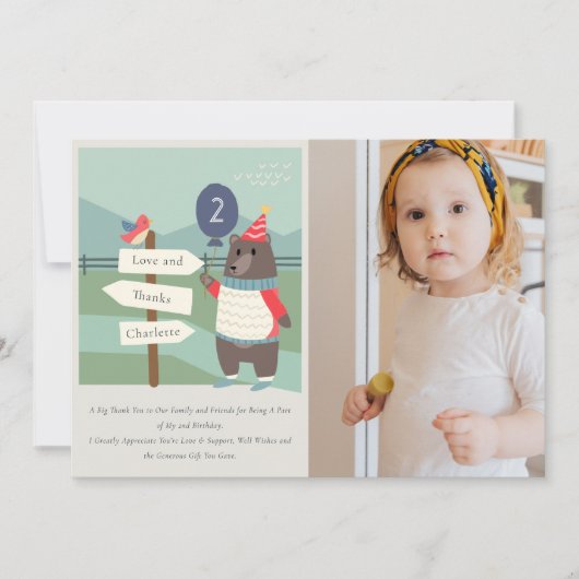 Cute Birdy Beer Milestone Elke leeftijd Foto Birth Bedankkaart (Voorkant)