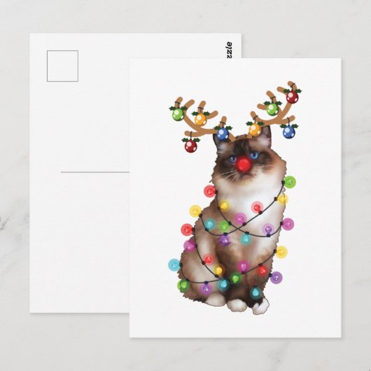 Cute Birman Cat Funny kerstfeestcadeautjes Briefkaart (Voorkant / Achterkant)
