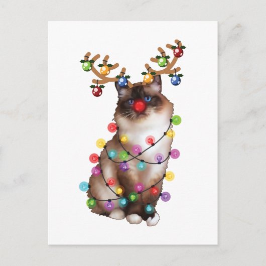 Cute Birman Cat Funny kerstfeestcadeautjes Briefkaart (Voorkant)