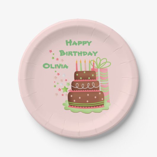Cute Birthday Afbeeldingen Personalized Papieren Bordje (Voorkant)