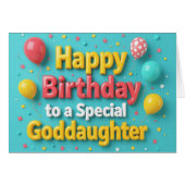 Cute Birthday Balloons Card  for Goddaughter (Voorkant Horizontaal)