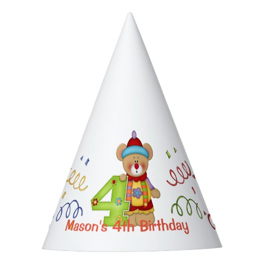 Cute Birthday Beer Age 4 Party Pet Feesthoedjes (Voorkant)