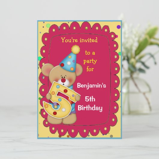 Cute Birthday Beer Age 5 Kaart (Staand voorkant)