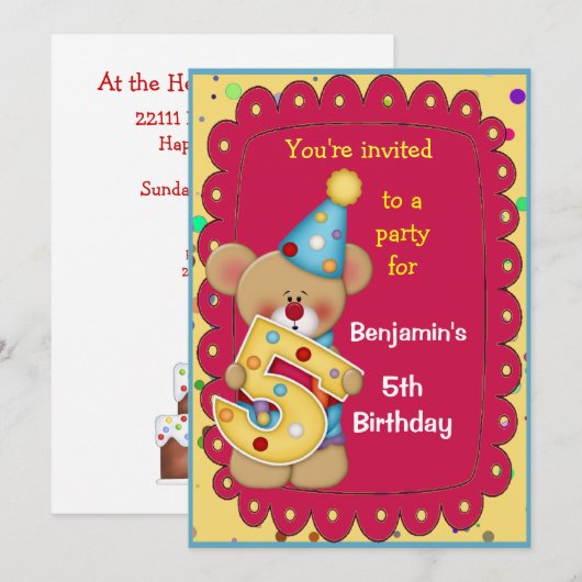 Cute Birthday Beer Age 5 Kaart (Voorkant / Achterkant)